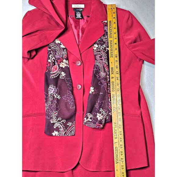 East 5th Womens Red Suit Set With Paisley Scarf & Nanotex Fabric 16T - Picture 6 of 16
